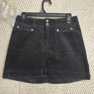 Abercrombie & Fitch 100% Cotton Black Olive A-Line Corduroy Mini Skirt Size 2